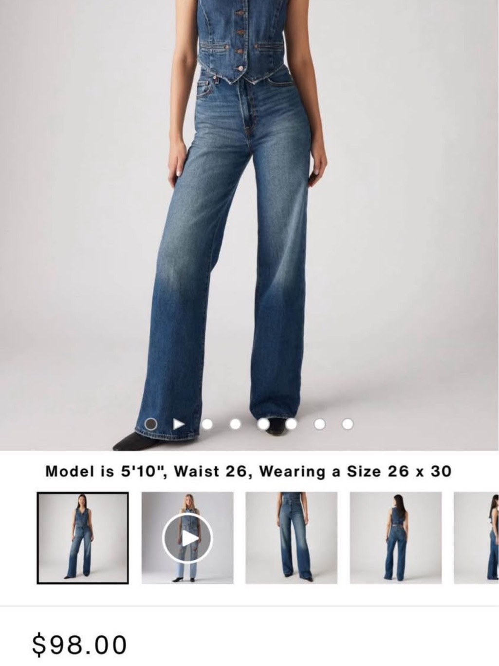 Levi’s Ribcage Wide Leg Jeans In Medium Blue Nwt